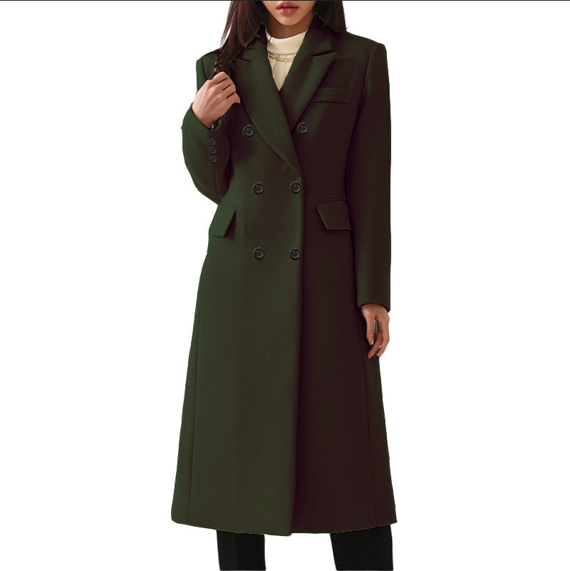 Women's Long Plus Size Woolen Coat