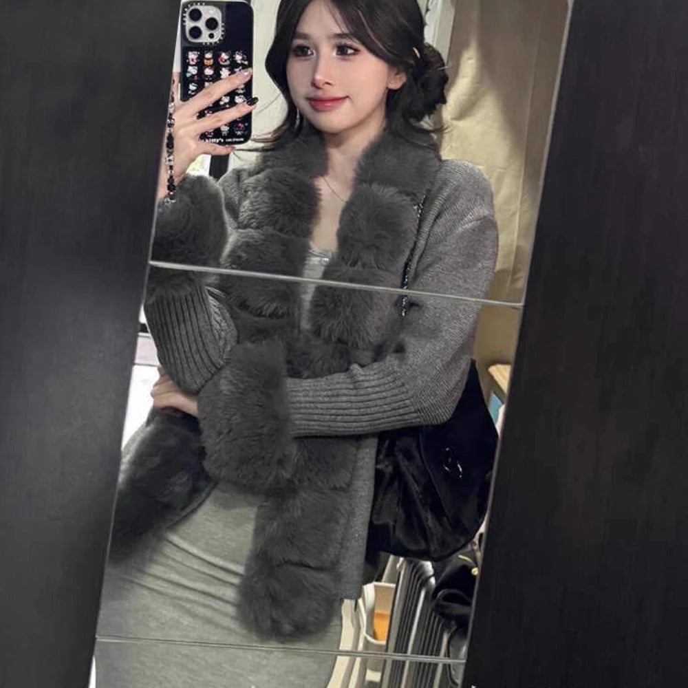 Women's Faux Fur Detachable Collar Coat
