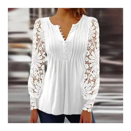 Women's V-neck Stylish Casual Loose Long Sleeve Shirt