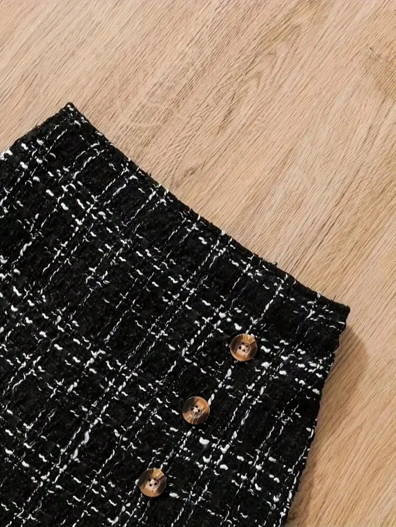 Girls 2Pcs Ruffle Edge Length Sleeve Top Twill Knit Skirt Set