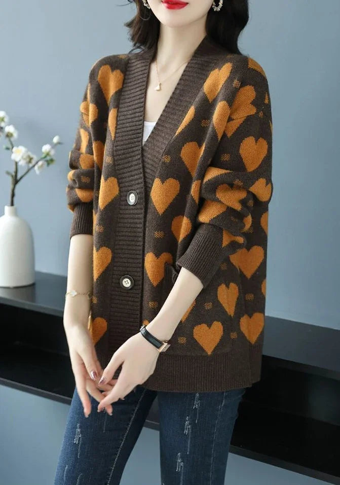 Women's Vintage Luxury Long Sleeve Knitted Sweater Cardigan