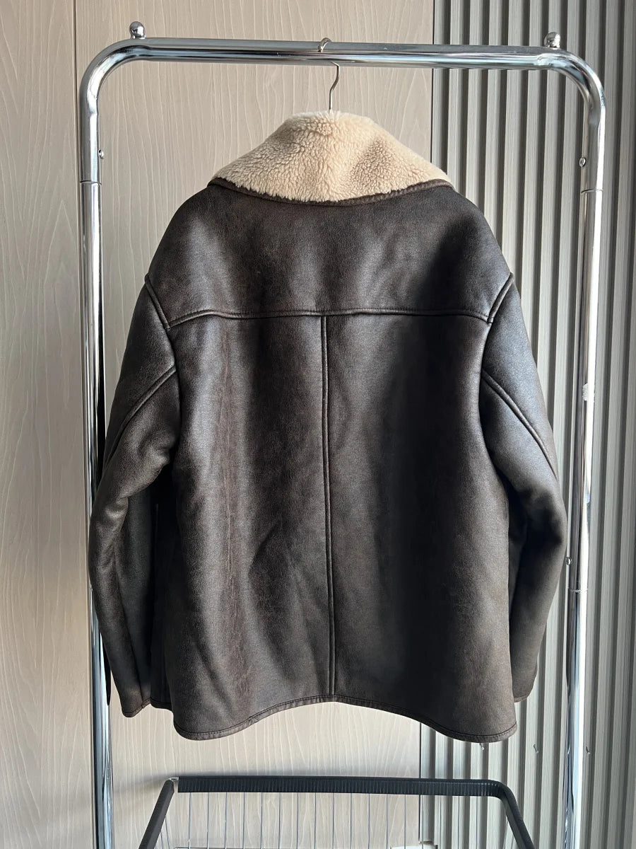 Women's Double Sided Collar Oversized Long Sleeve Jacket