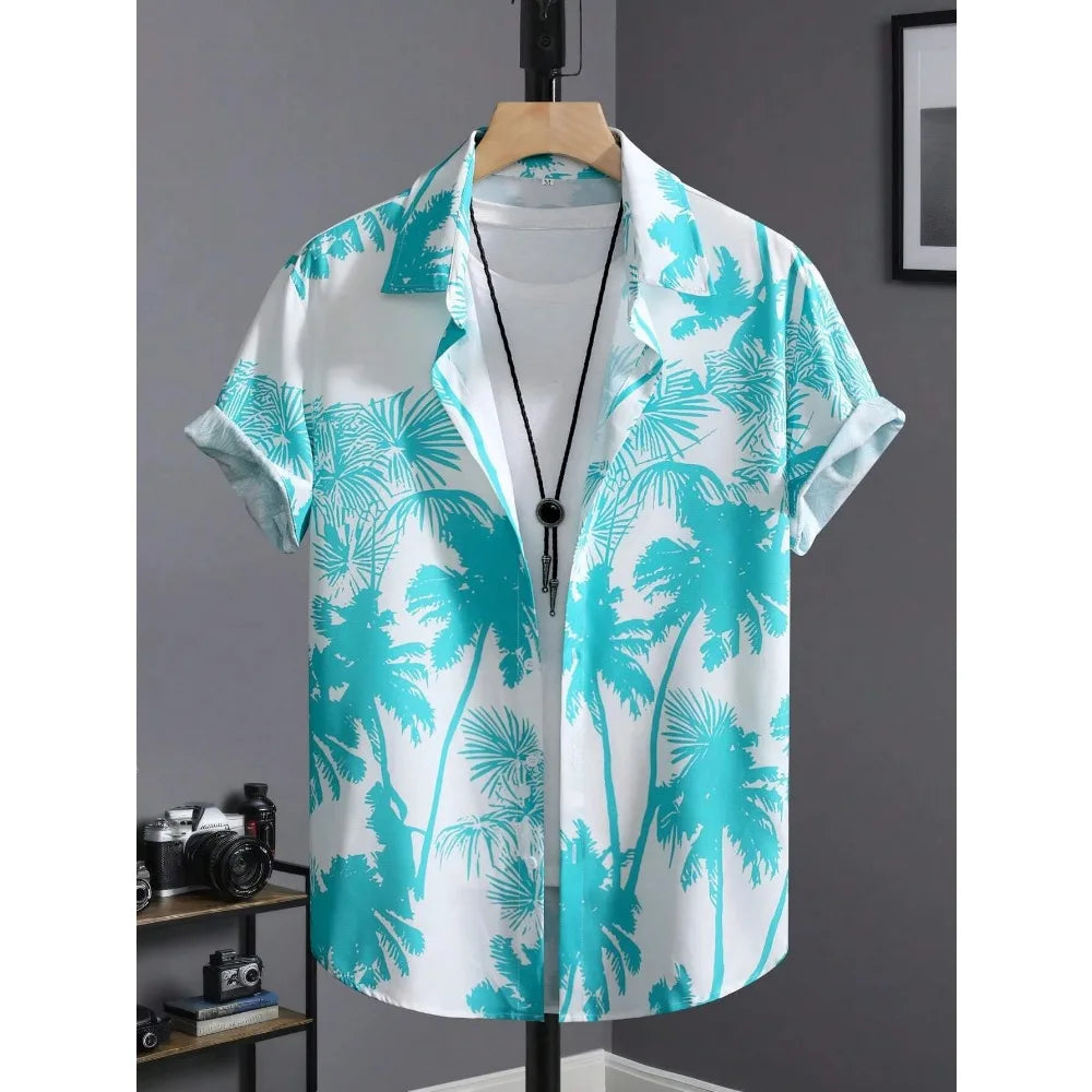 Men's Hawaiian Print Thin Beach Slim Vintage Shirt