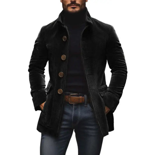 Men's Stand Collar Button Pockets Casual Jacket