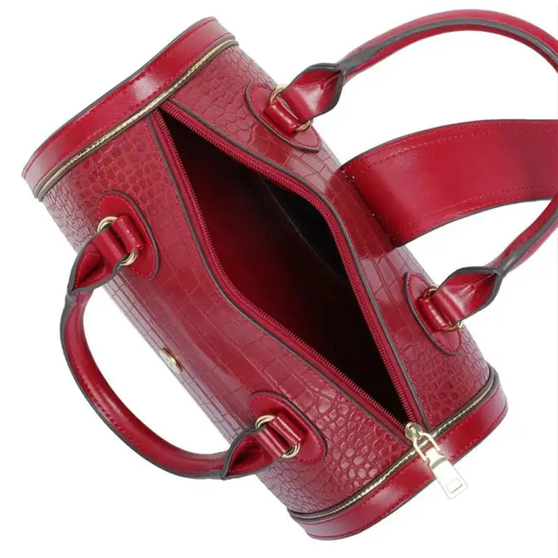 Women's Crocodile Embossed Letter Decoration Shoulder Handbag