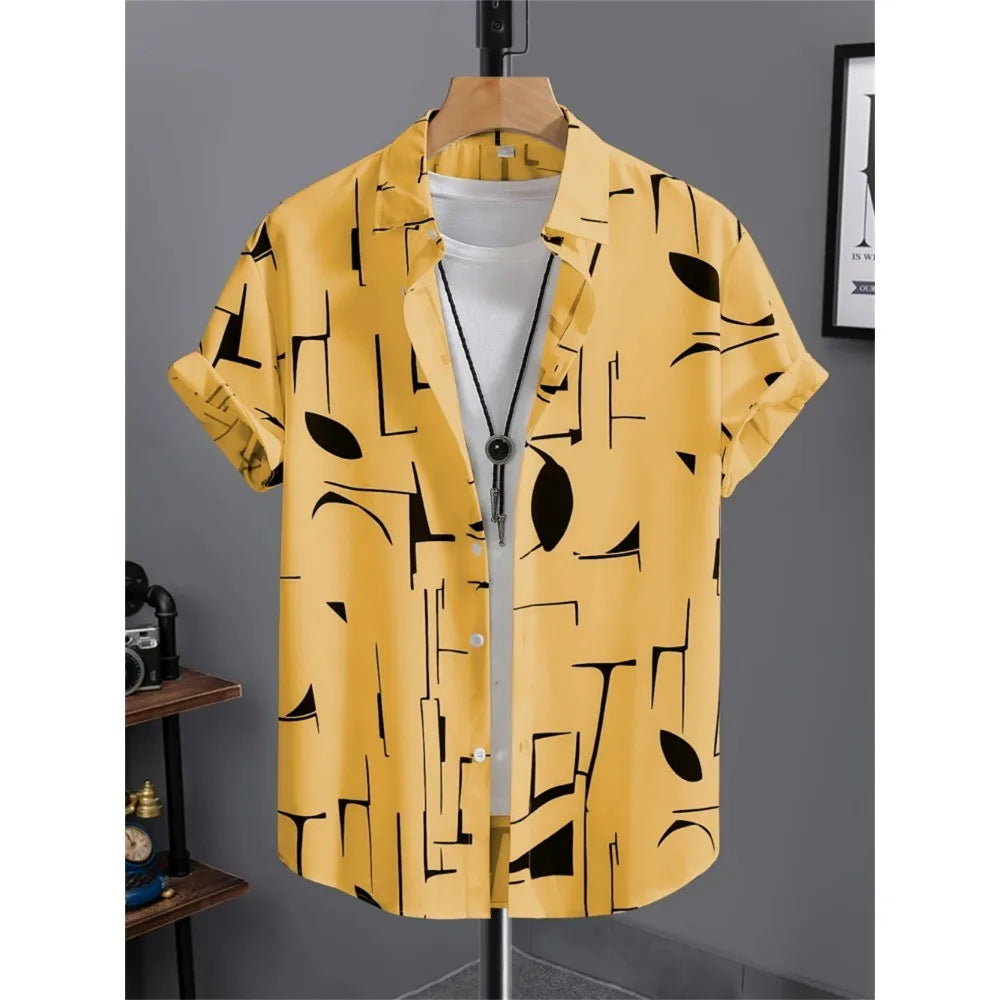 Men's Printed Retro Fashion Short Sleeved Shirt