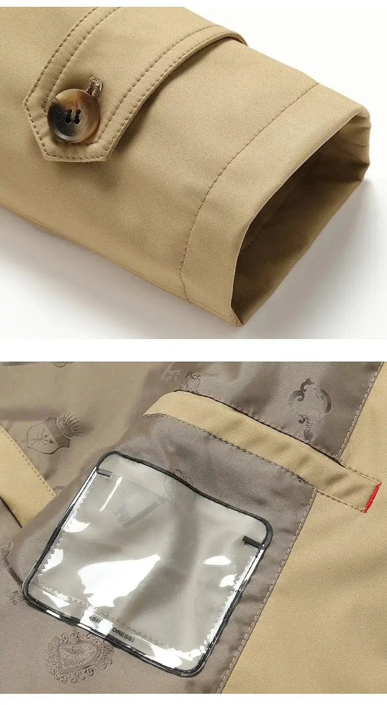 Men's Windbreaker High Quality Double-Breasted Coat