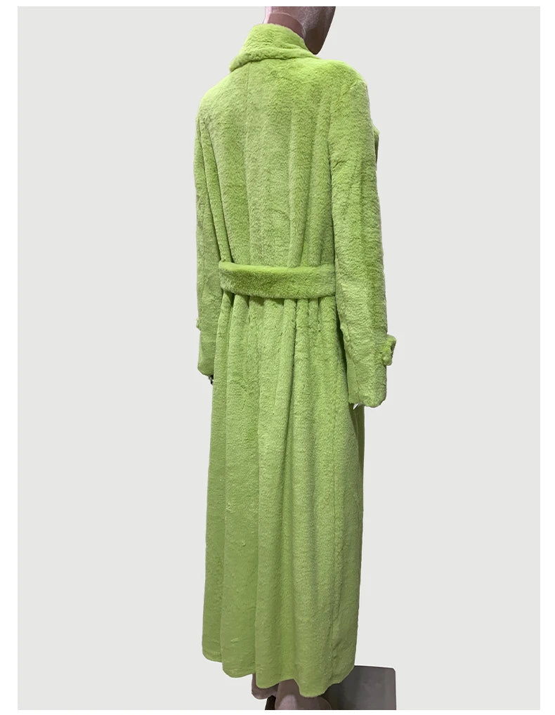 Women's Fluffy Thick Soft Maxi Faux Fur Double Breasted Coat