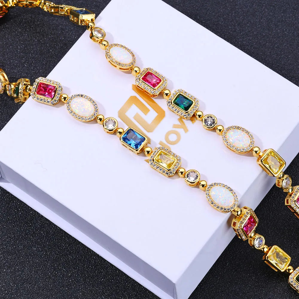 Women's Gold Plated Multi Color Cubic Zirconia Bracelet