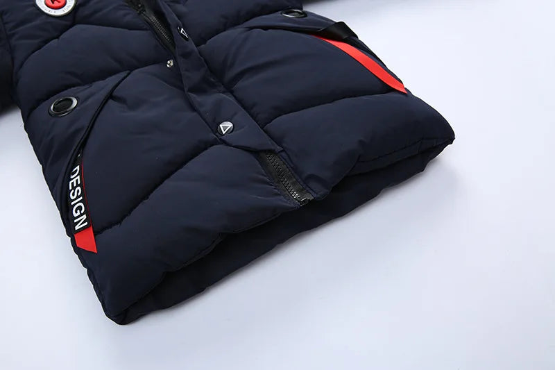 Kids' Thick Lining Plush Detachable Hat Hooded Fur Collar Jacket