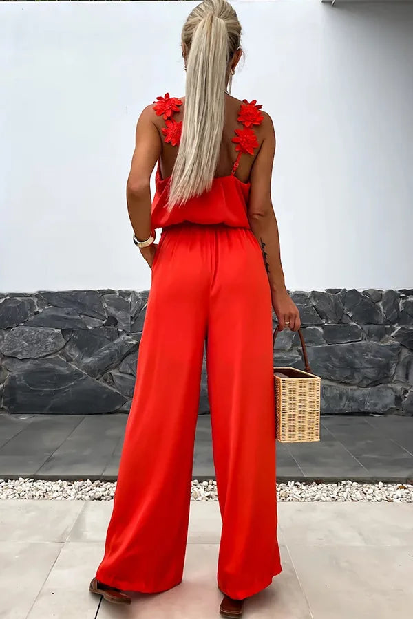 Women's Sleeveless Pocket Design Loose Fit Jumpsuit