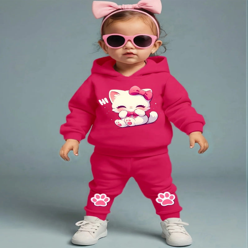 Kids' 2Pcs Cute Fleece Romper Sports Pants Set