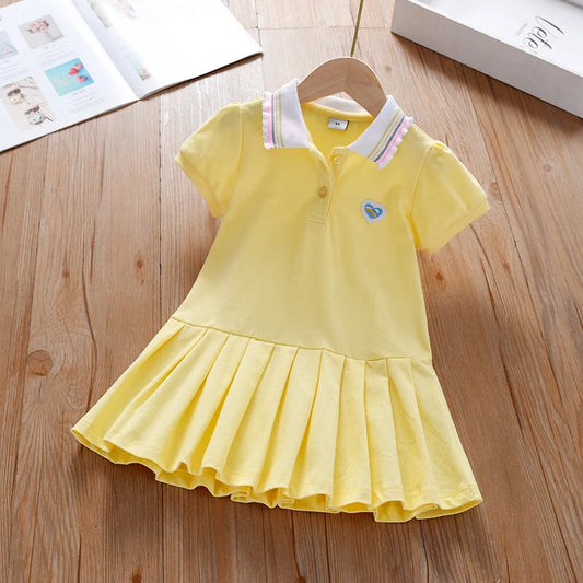 Girls Collared Summer Cotton Cute Casual Dress