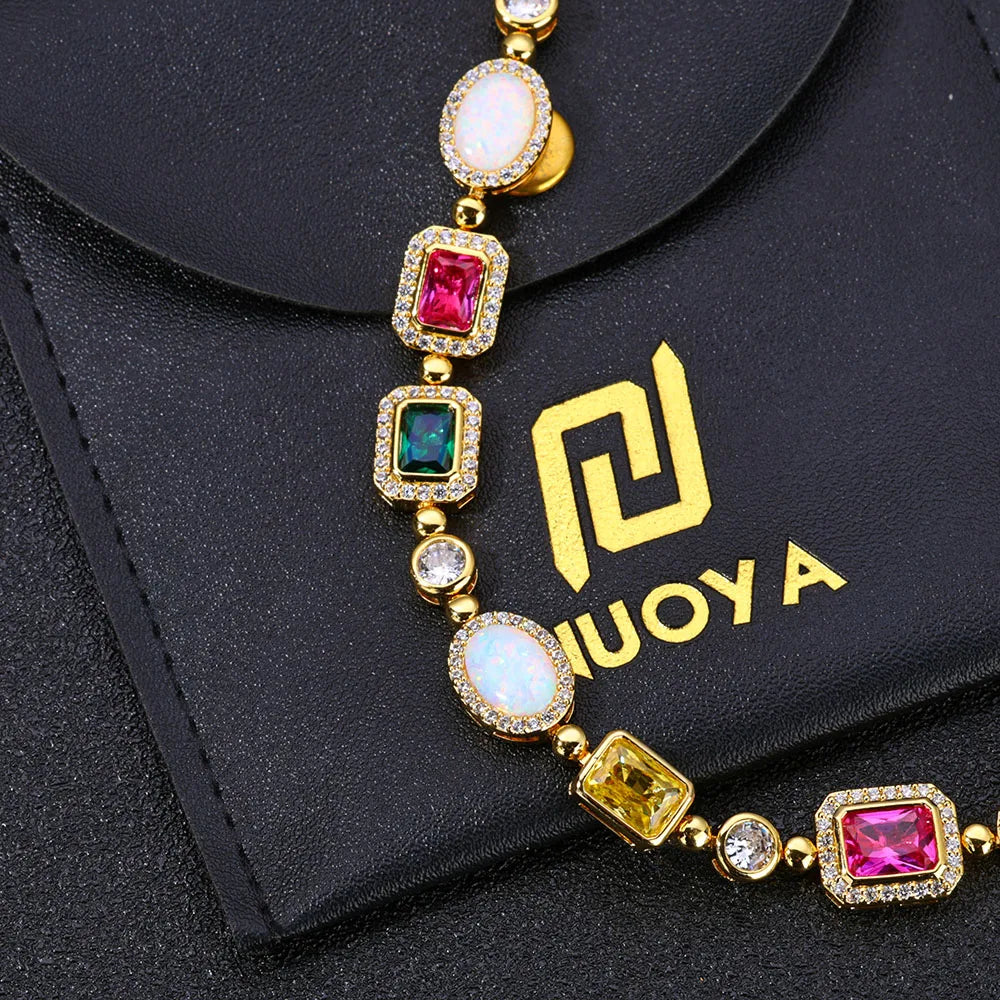 Women's Gold Plated Multi Color Cubic Zirconia Bracelet