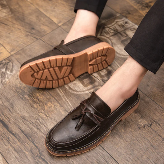Men's Slip-On Thick Soled Handmade Leather Loafers