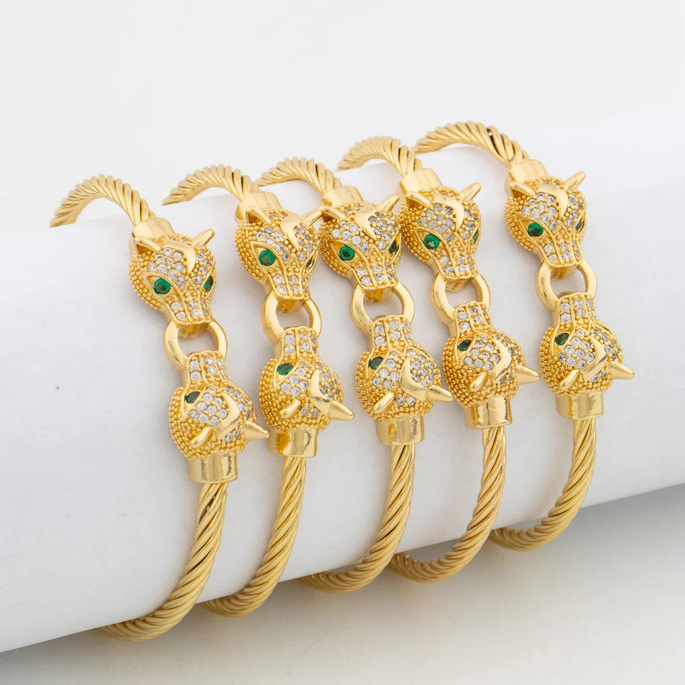 Women's Gold Color Charm White Zircon Bracelet