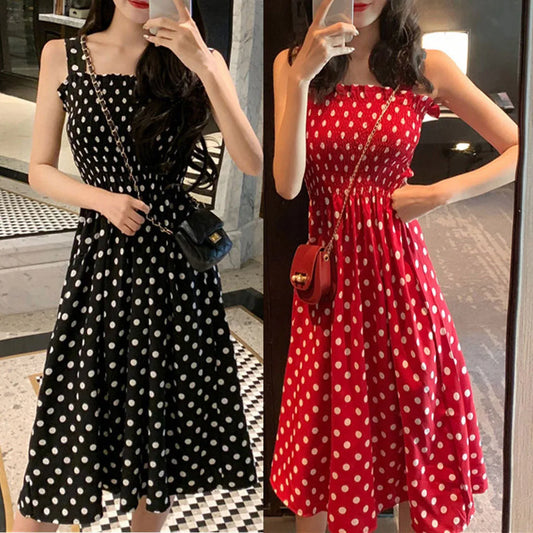 Women's Loose Polka Dot Shoulder Dress