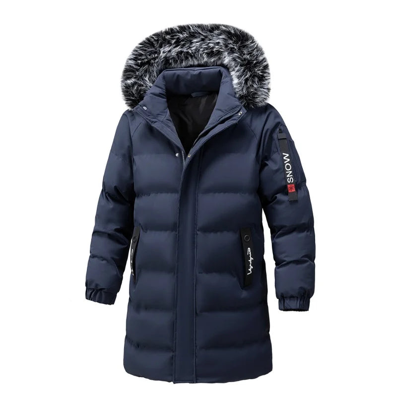 Men's Windproof Thick Hooded Jacket Parka