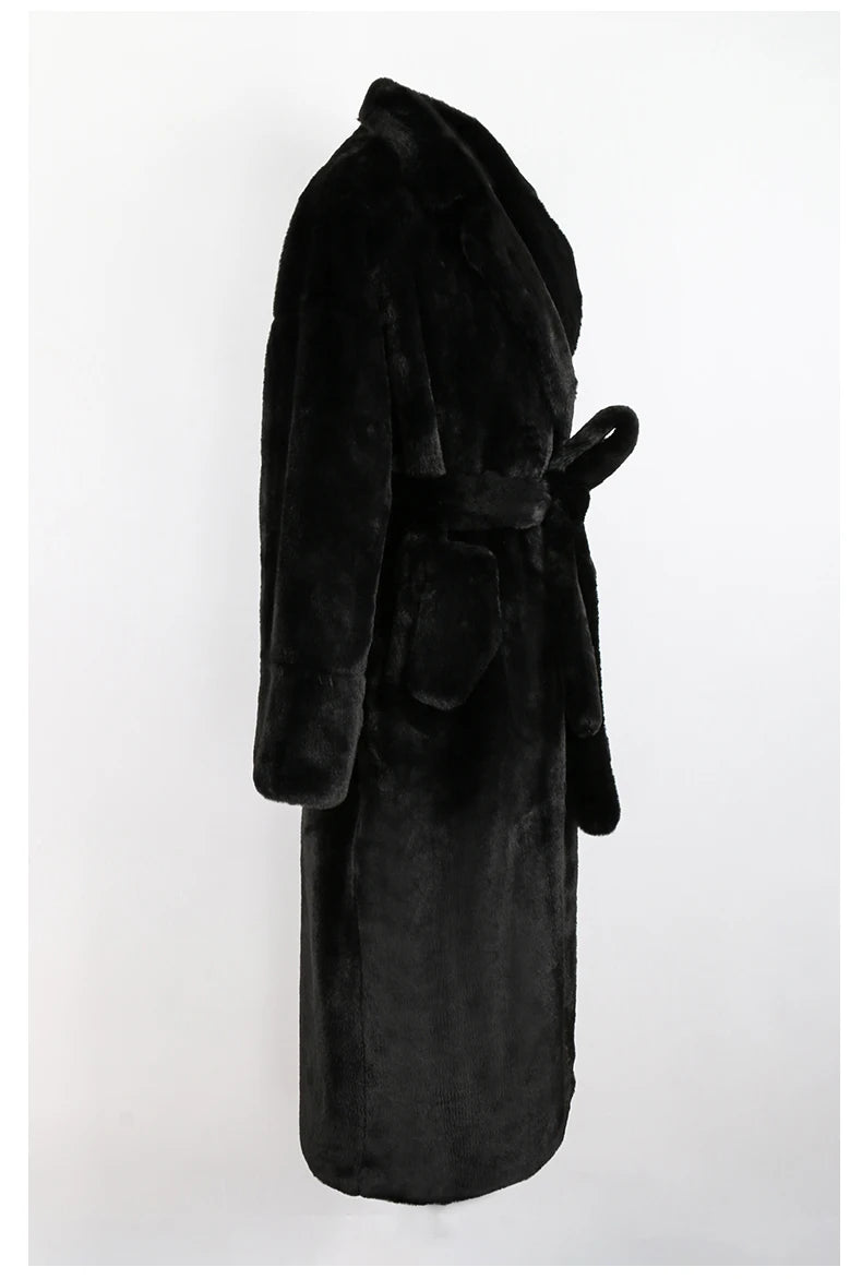 Women's Long Fluffy Faux Fur Coat