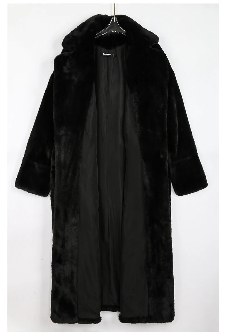 Women's Long Fluffy Faux Fur Coat