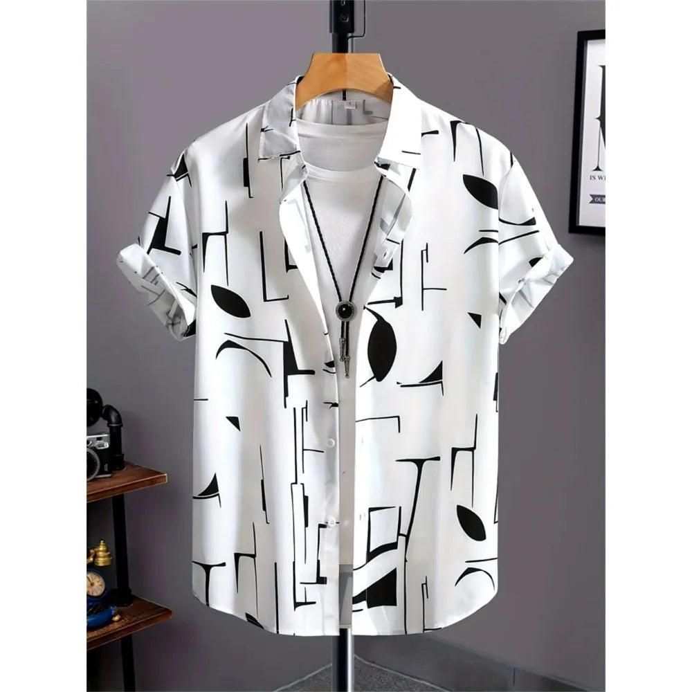 Men's Printed Retro Fashion Short Sleeved Shirt