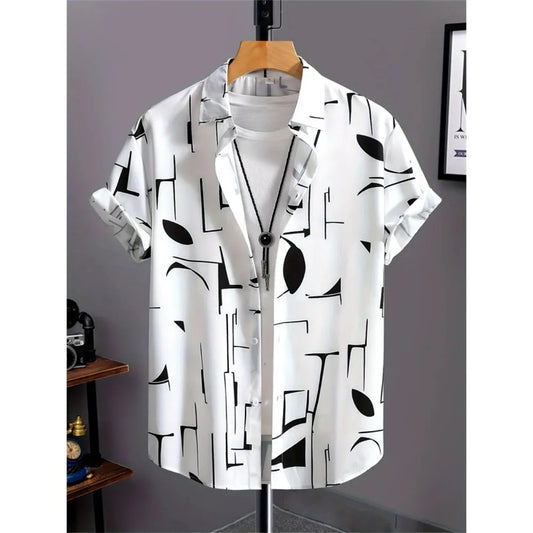 Men's Printed Retro Fashion Short Sleeved Shirt