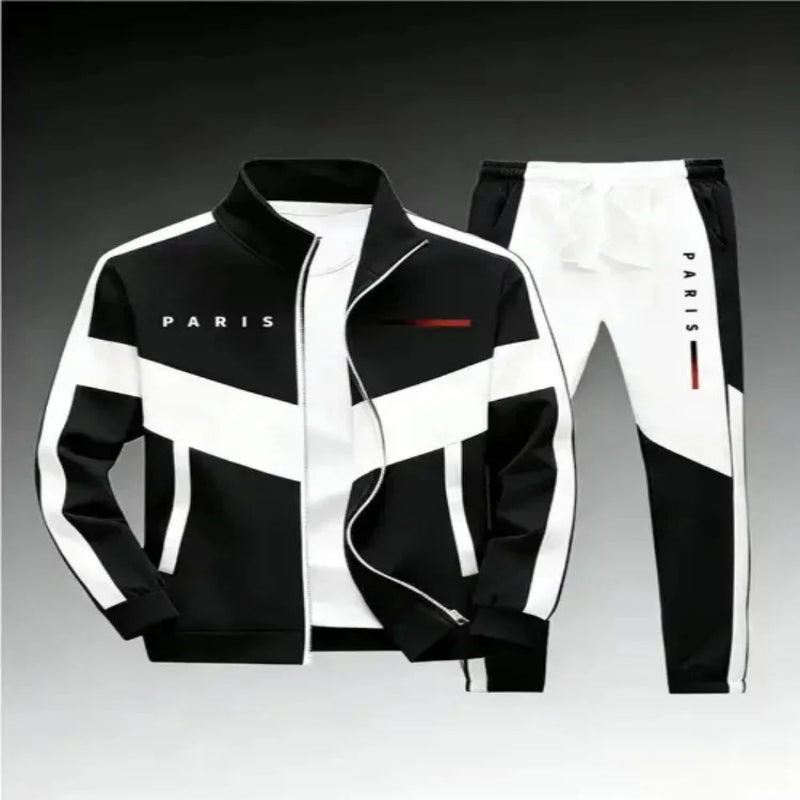 Men's 2 Piece Tracksuit Full Zip Stand Collar Jacket Jogger Set