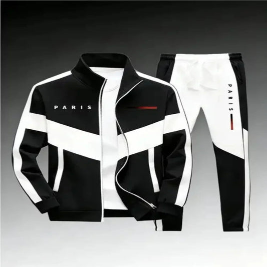 Men's 2 Piece Tracksuit Full Zip Stand Collar Jacket Jogger Set