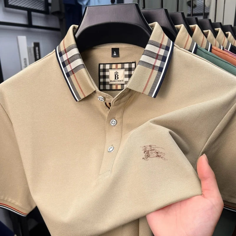 Men's Silk Cotton Short Sleeve Polo T-shirt