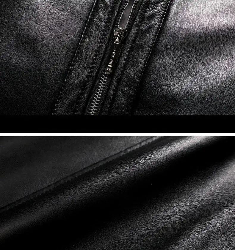 Men's Slim Fur Collar Fleece PU Leather Biker Jacket