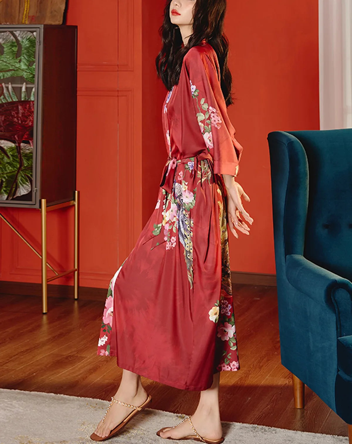 Women's Silk Satin Lightweight Soft Bathrobe Set