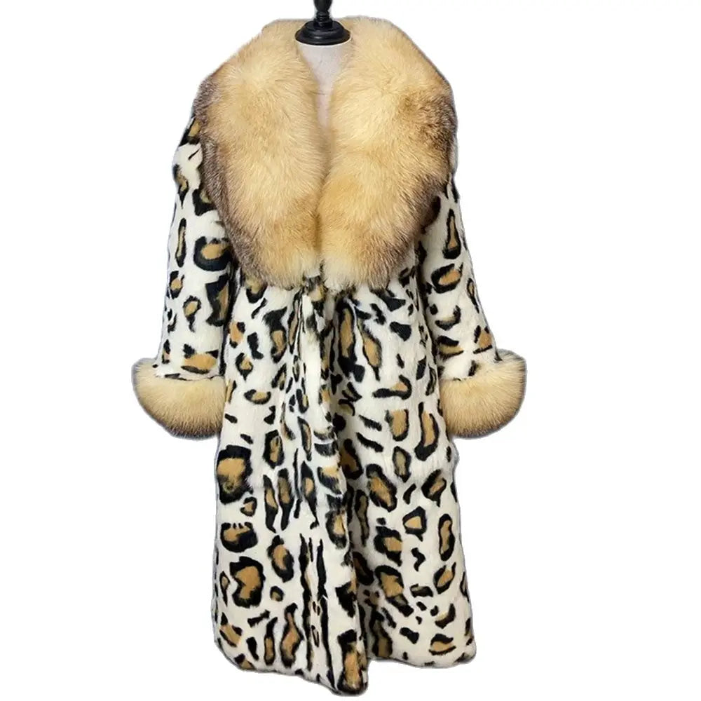 Women Fox Lapel Genuine Fur Real Rabbit Fur Coat