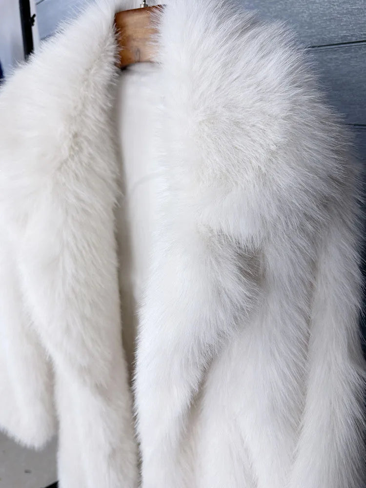 Women's Long Fluffy Faux Fur Coat