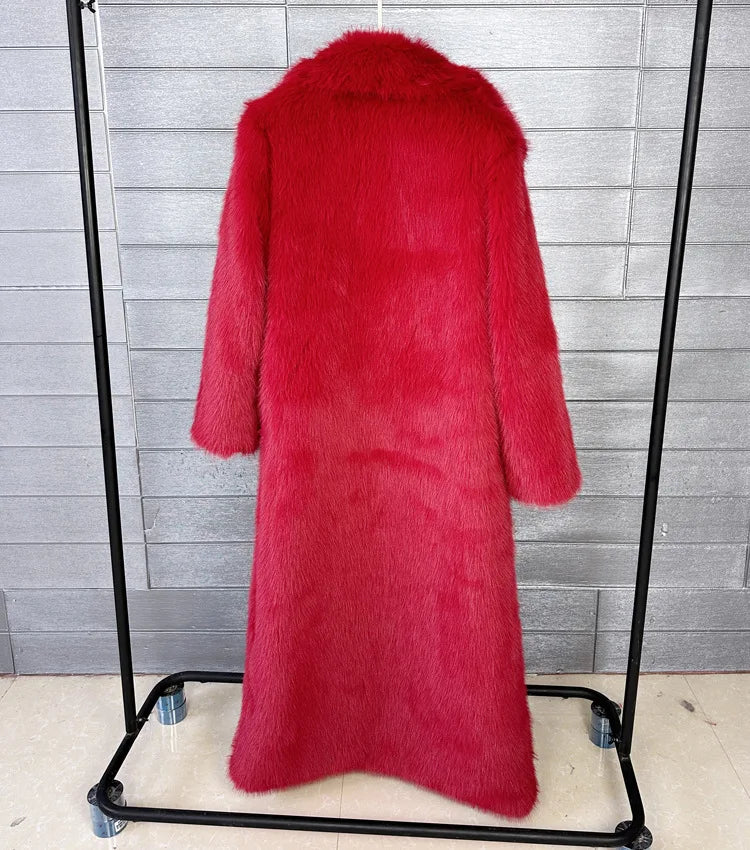 Women's Long Fluffy Faux Fur Coat