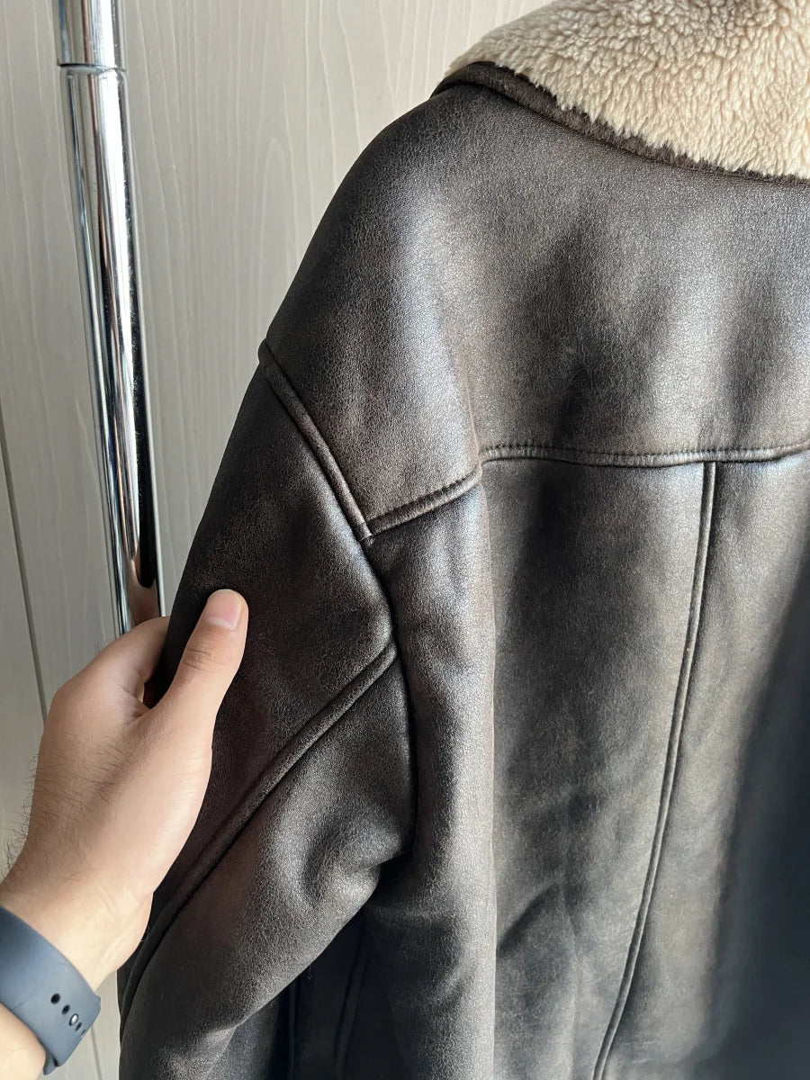 Women's Double Sided Collar Oversized Long Sleeve Jacket