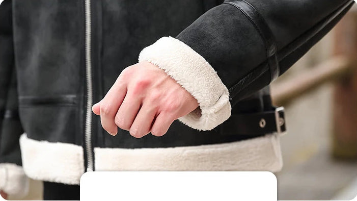Men's Fur Collar Lamb Wool Comfort Leather Jacket
