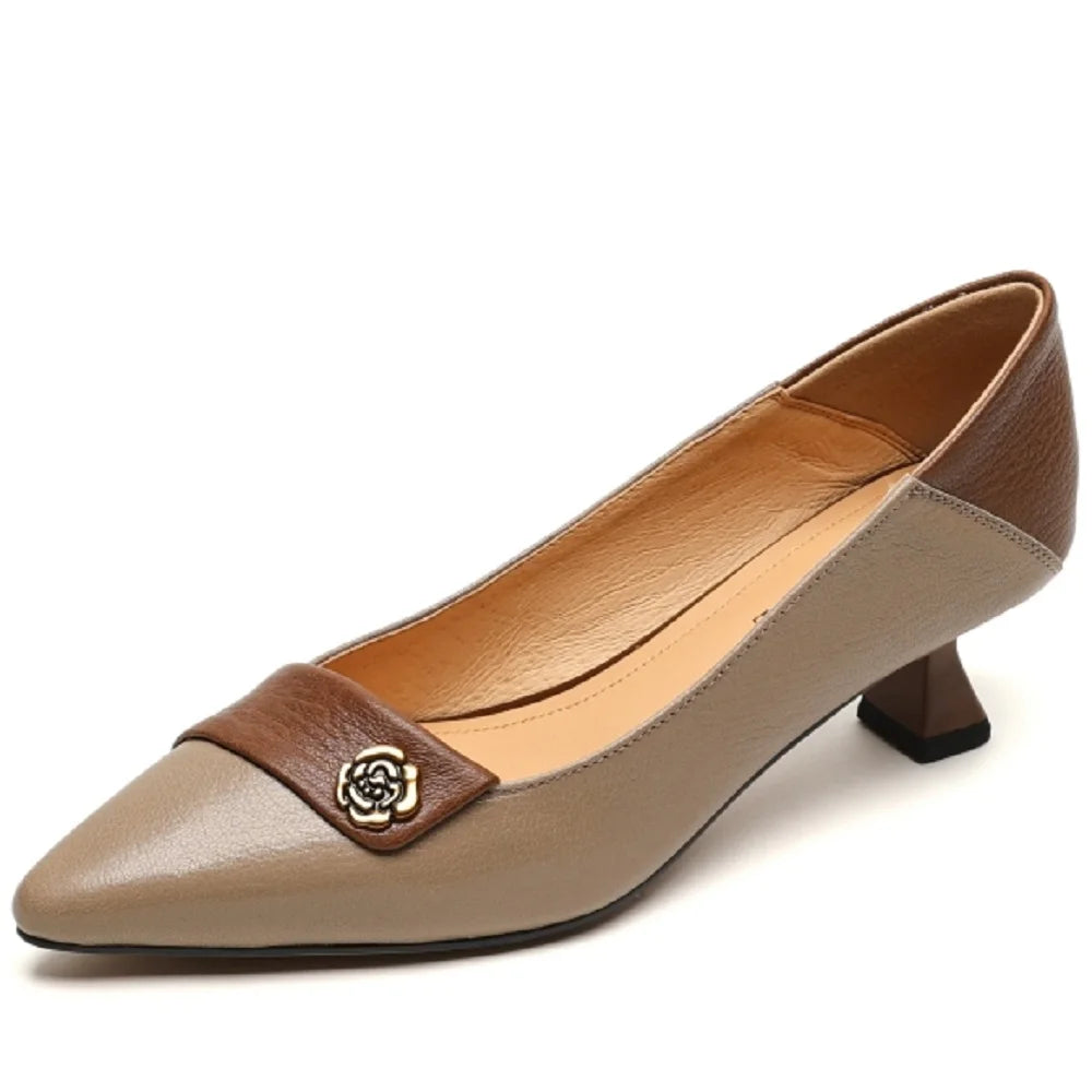 Women's High Quality Leather High Heels Pumps Shoes