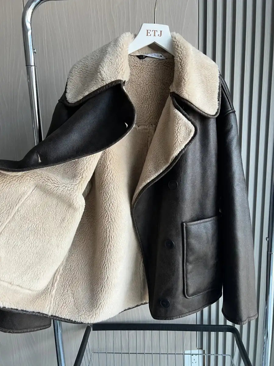 Women's Double Sided Collar Oversized Long Sleeve Jacket