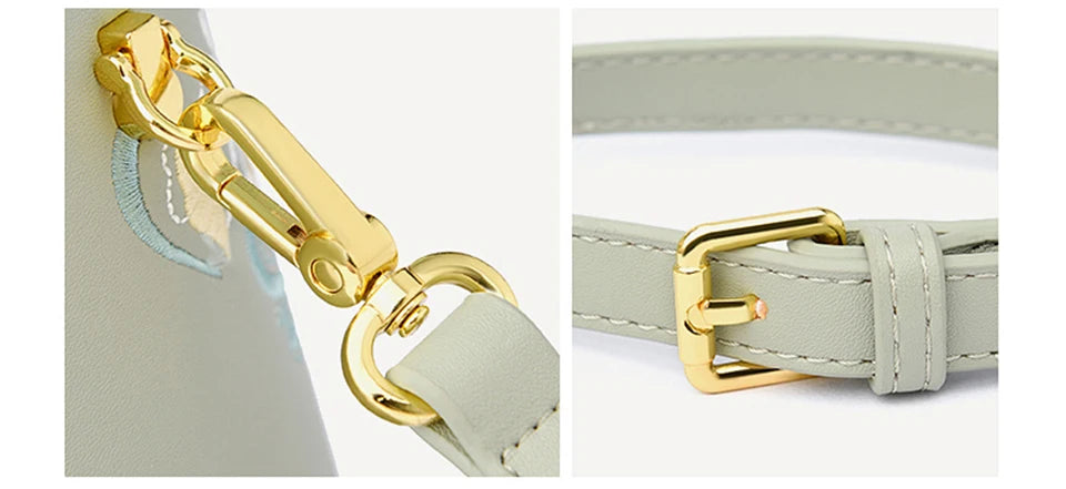 Women's Bucket Cylindrical Quality Leather Shoulder Bag