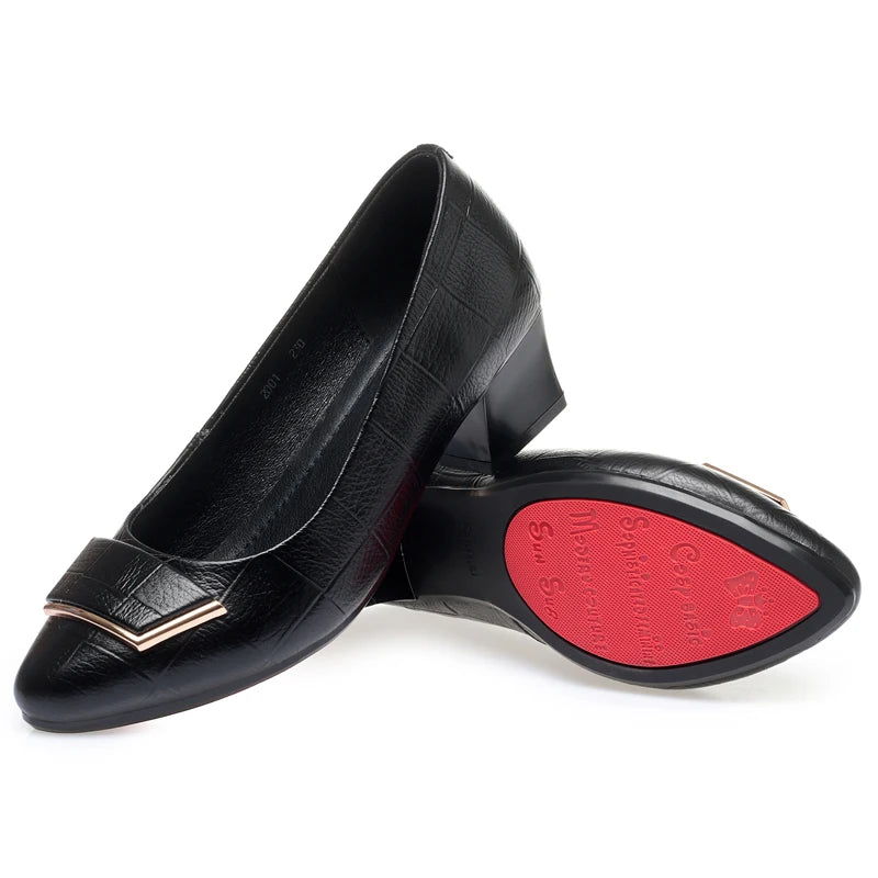 Women's Genuine Leather Mid Heel Shoes