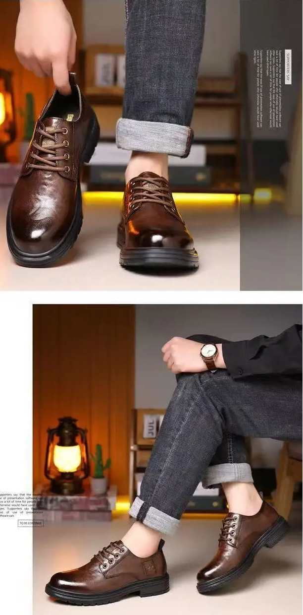 Men's Low Cut Genuine Leather British Retro Style Boots Shoes