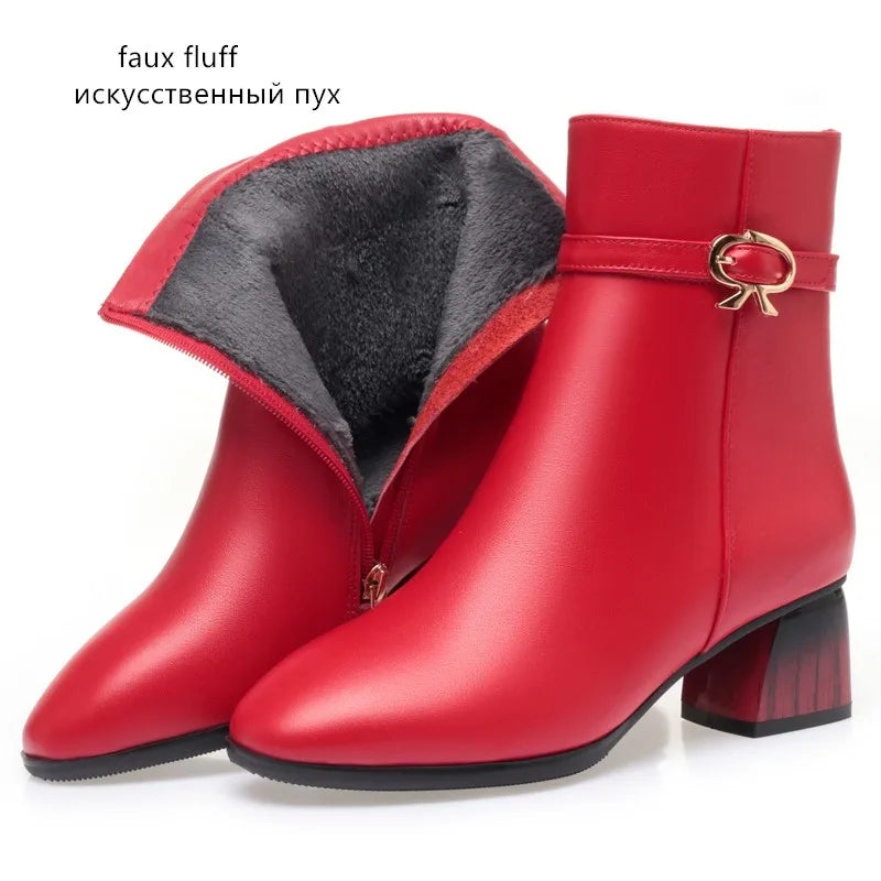 Women's Wool Genuine Leather Ankle Boots