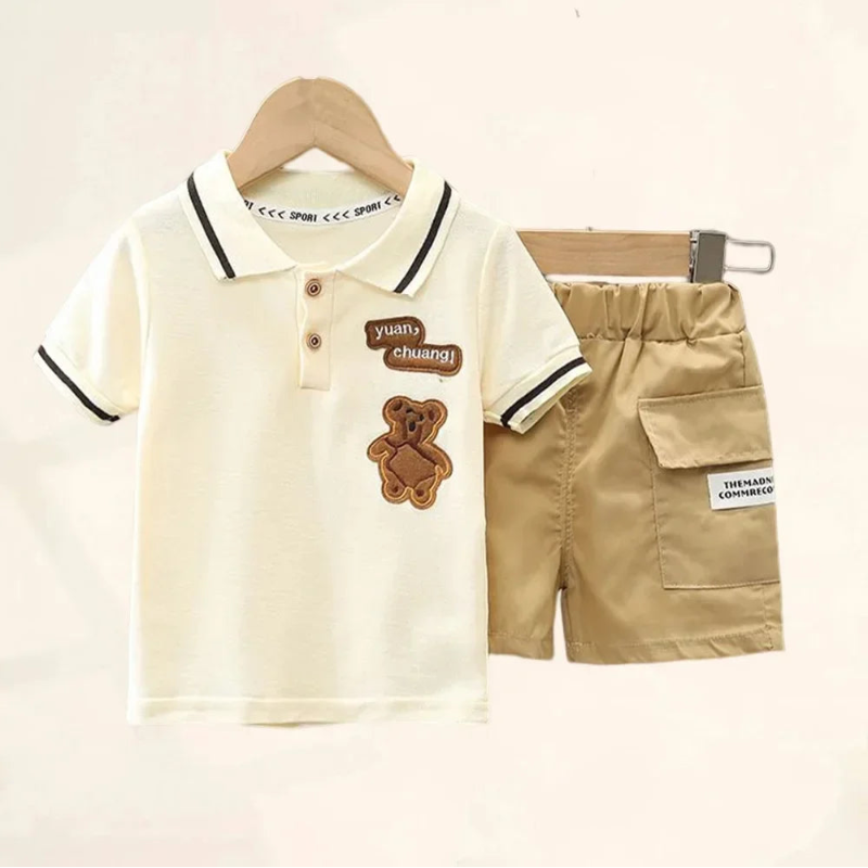 Kids' 2Pcs Cotton Short sleeve T-shirt Shorts Set