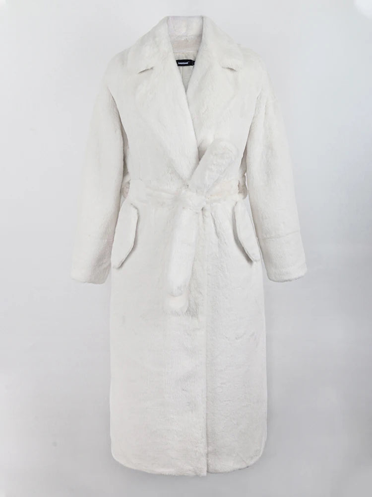 Women's Long Fluffy Faux Fur Coat