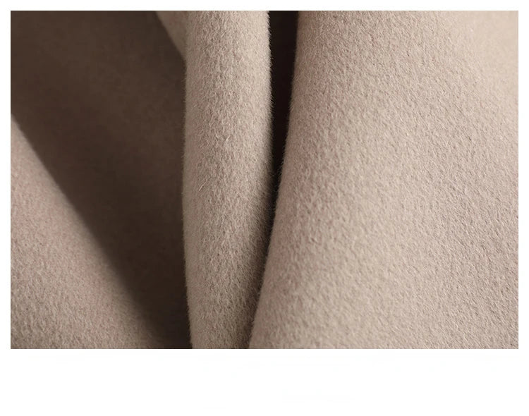 Women's Natural Fox Fur Collar Cashmere Wool Coat