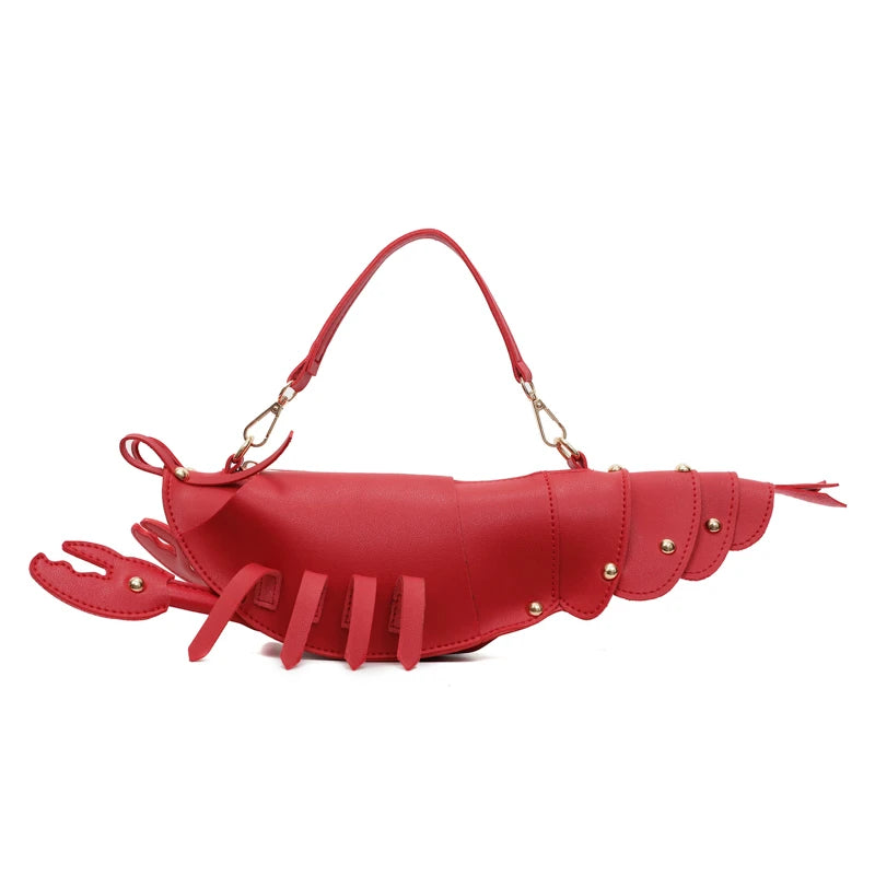 PU Zipper Lobster Shape Rivet Shoulder Bag