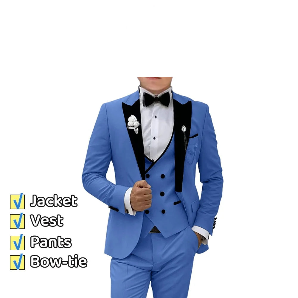 Kids 3Pcs Velvet Notched Lapel Neck Matching Vest Pants Set