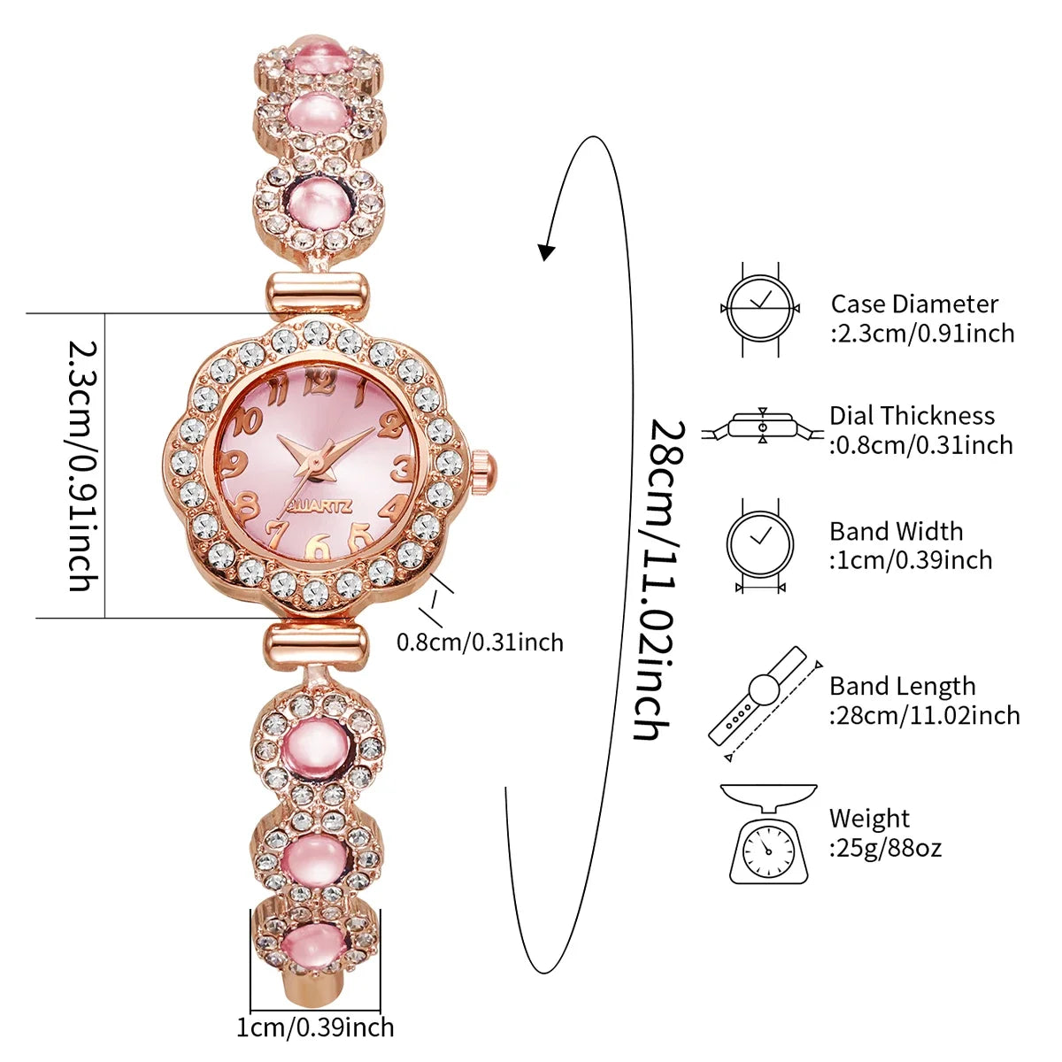 Women's Elegant Rhinestone Strap Quartz Wristwatch