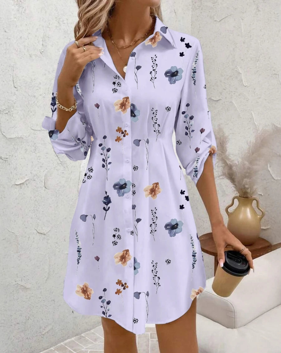 Women's Long Sleeve Midi Slim Waist Beach Dress