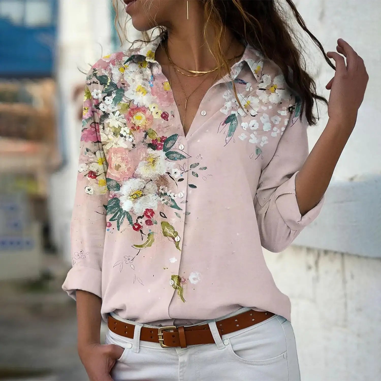 Women Casual Long Sleeve Elegant Loose Shirt